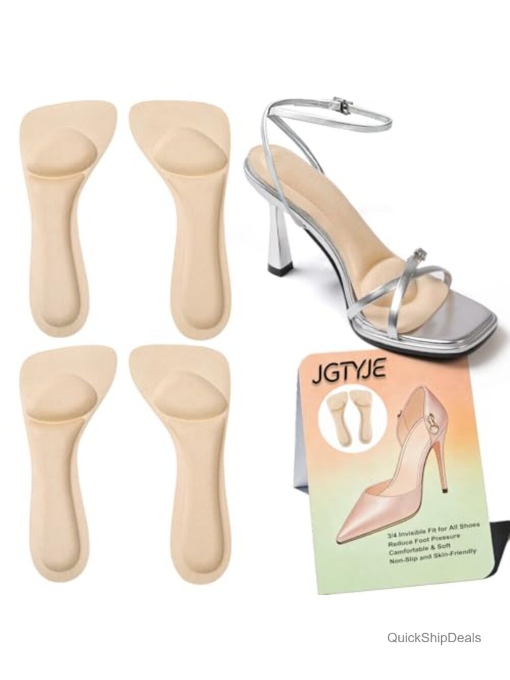 Women's 3/4 High Heel Cushion Inserts with Faux Suede Sponge Filling